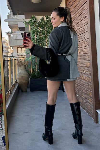 Freedom Çift Renk Tasarım Blazer Ceket