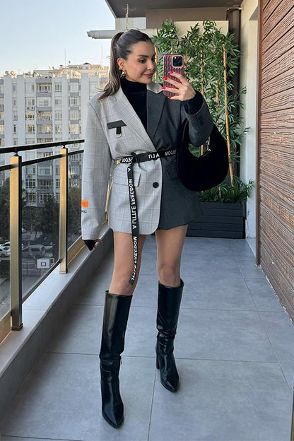 Freedom Çift Renk Tasarım Blazer Ceket