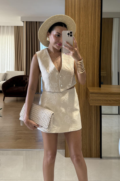 Frenchie Taş Nakışlı şort takım