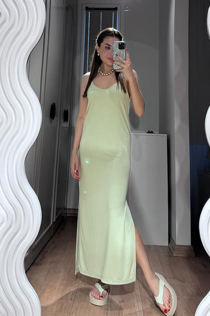 Froma Modal Kumaş Elbise - Fıstık Yeşil