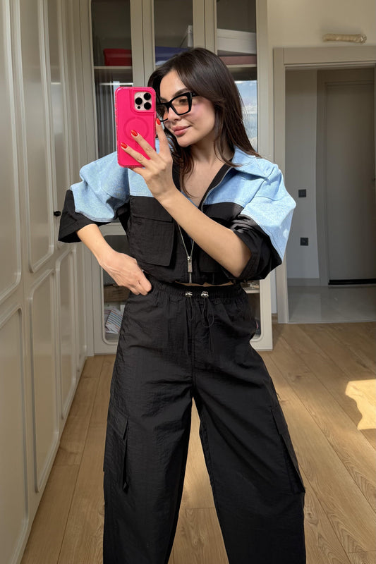 Fuente Paraşüt Denim Mix Kısa Ceket