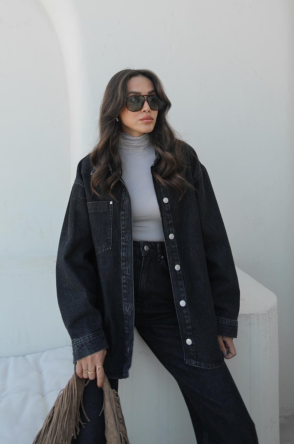 FÜME TEK CEPLI CEKET PANTOLON DENIM TAKIM
