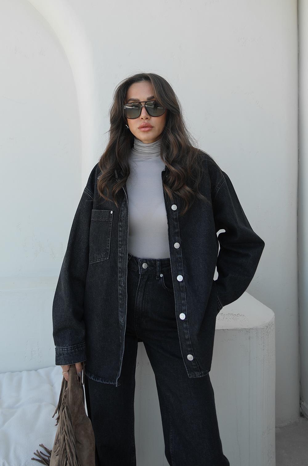 FÜME TEK CEPLI CEKET PANTOLON DENIM TAKIM