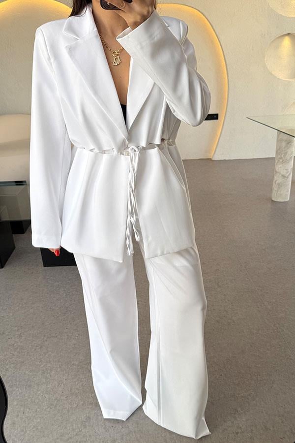 Gael Beyaz Pantolon Blazer Ceket Takım