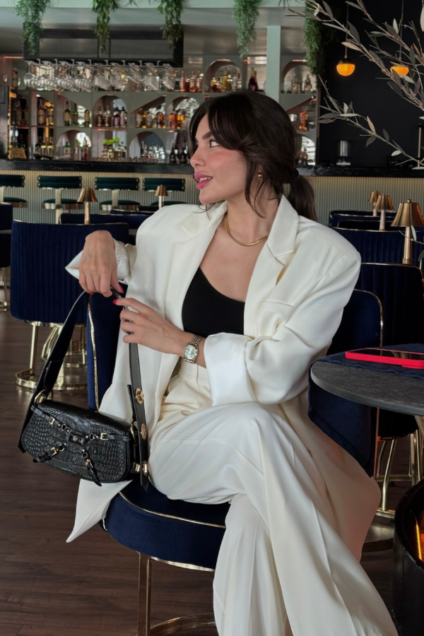 Gaia Tensel Blazer Ceketli Takım- Ekru