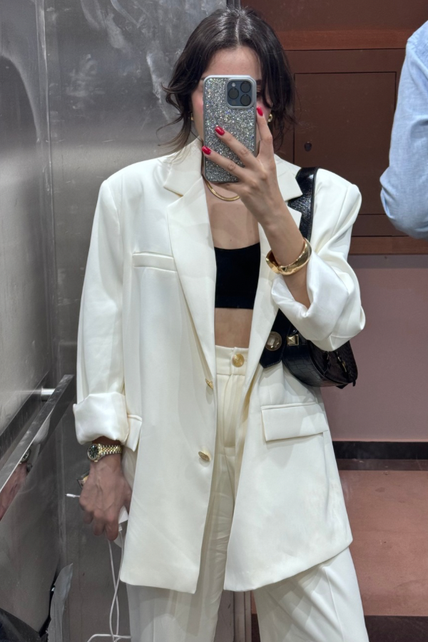 Gaia Tensel Blazer Ceketli Takım- Ekru