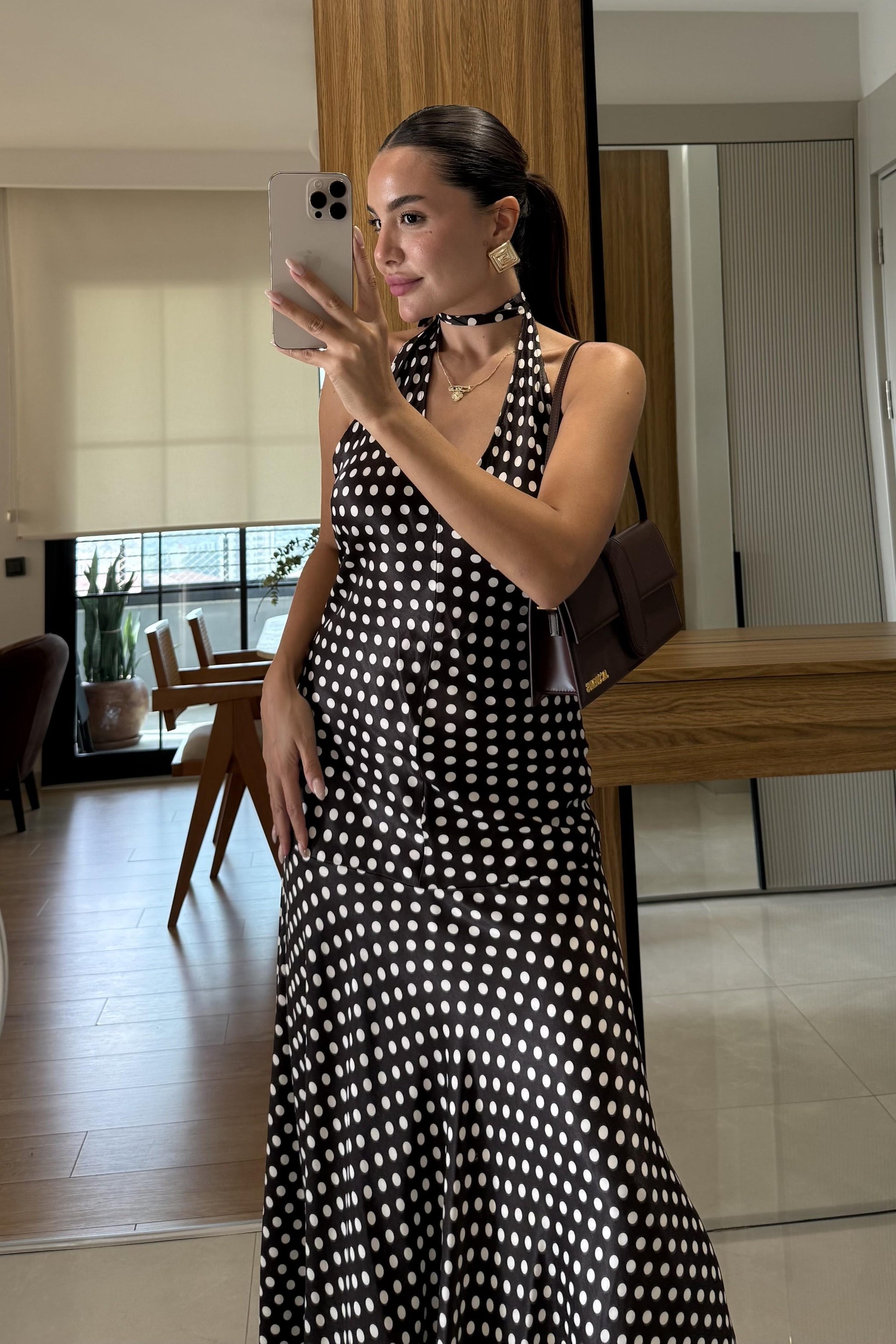 Galactic Puantiyeli Saten Elbise