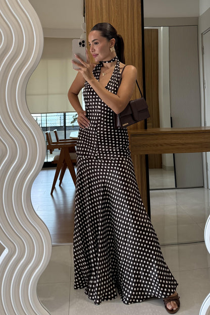 Galactic Puantiyeli Saten Elbise