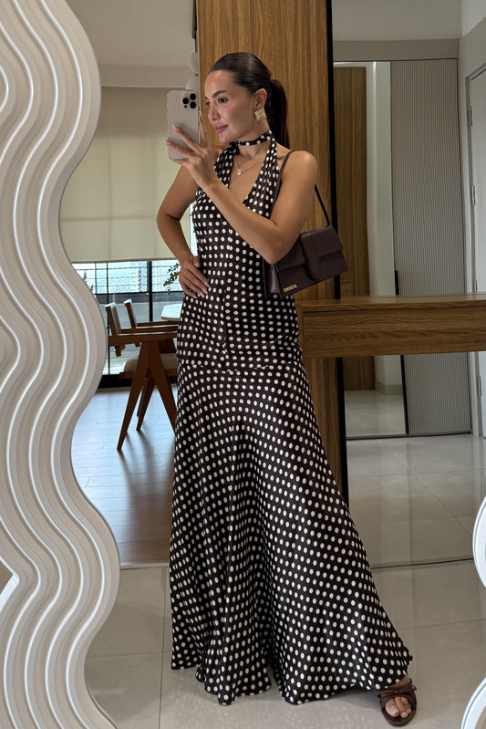 Galactic Puantiyeli Saten Elbise