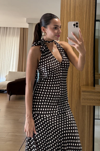 Galactic Puantiyeli Saten Elbise