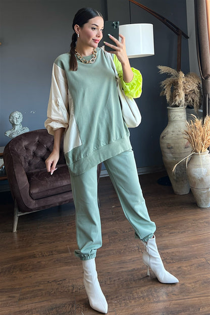 Garnili mint yeşil sweat takım