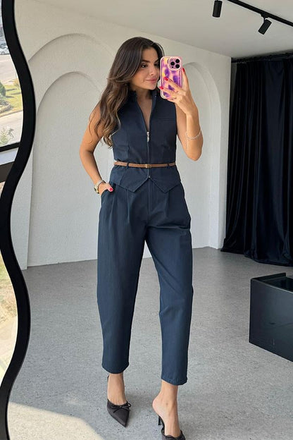 George Kemerli Gabardin Lacivert Takım