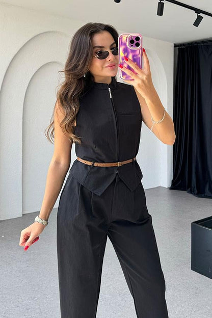 George Kemerli Gabardin Siyah Takım