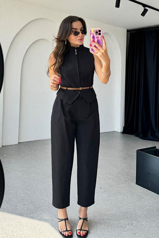 George Kemerli Gabardin Siyah Takım