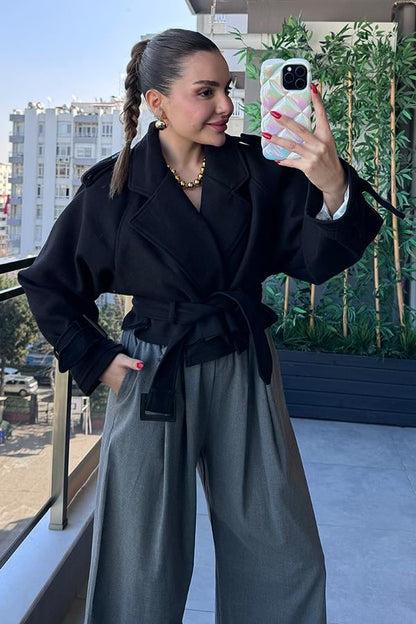 Giuly Reglan Kısa Ceket - Siyah