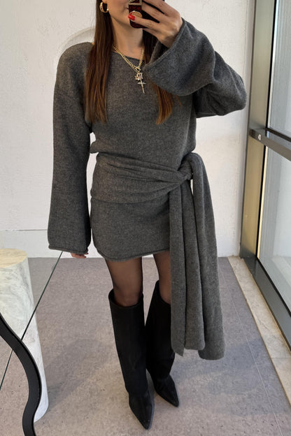 Glady Füme İki Parça Triko Elbise