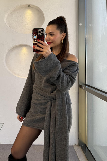 Glady Füme İki Parça Triko Elbise