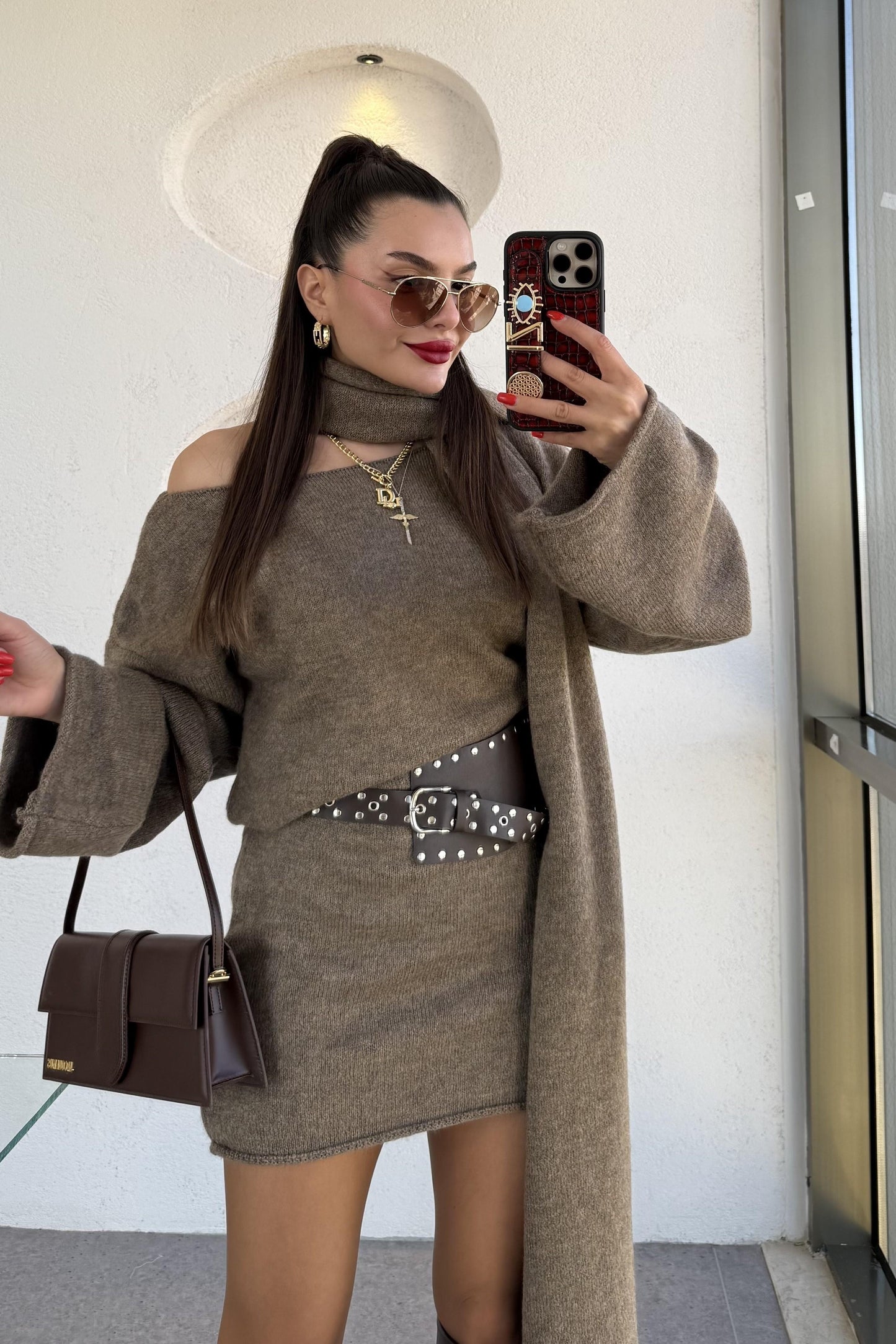 Glady Vizon İki Parça Triko Elbise