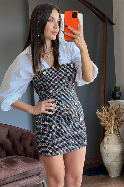 Gold zincir askılı tüvit elbise