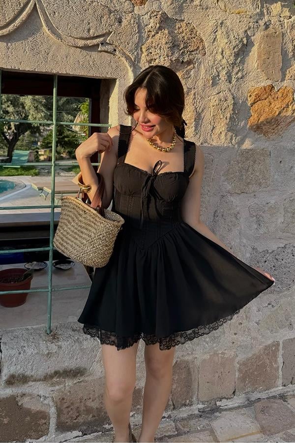 Gonzales Pinterest Elbise - Siyah