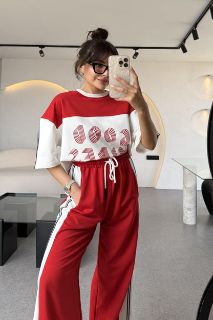 Good Vibes Kırmızı Şeritli Takım