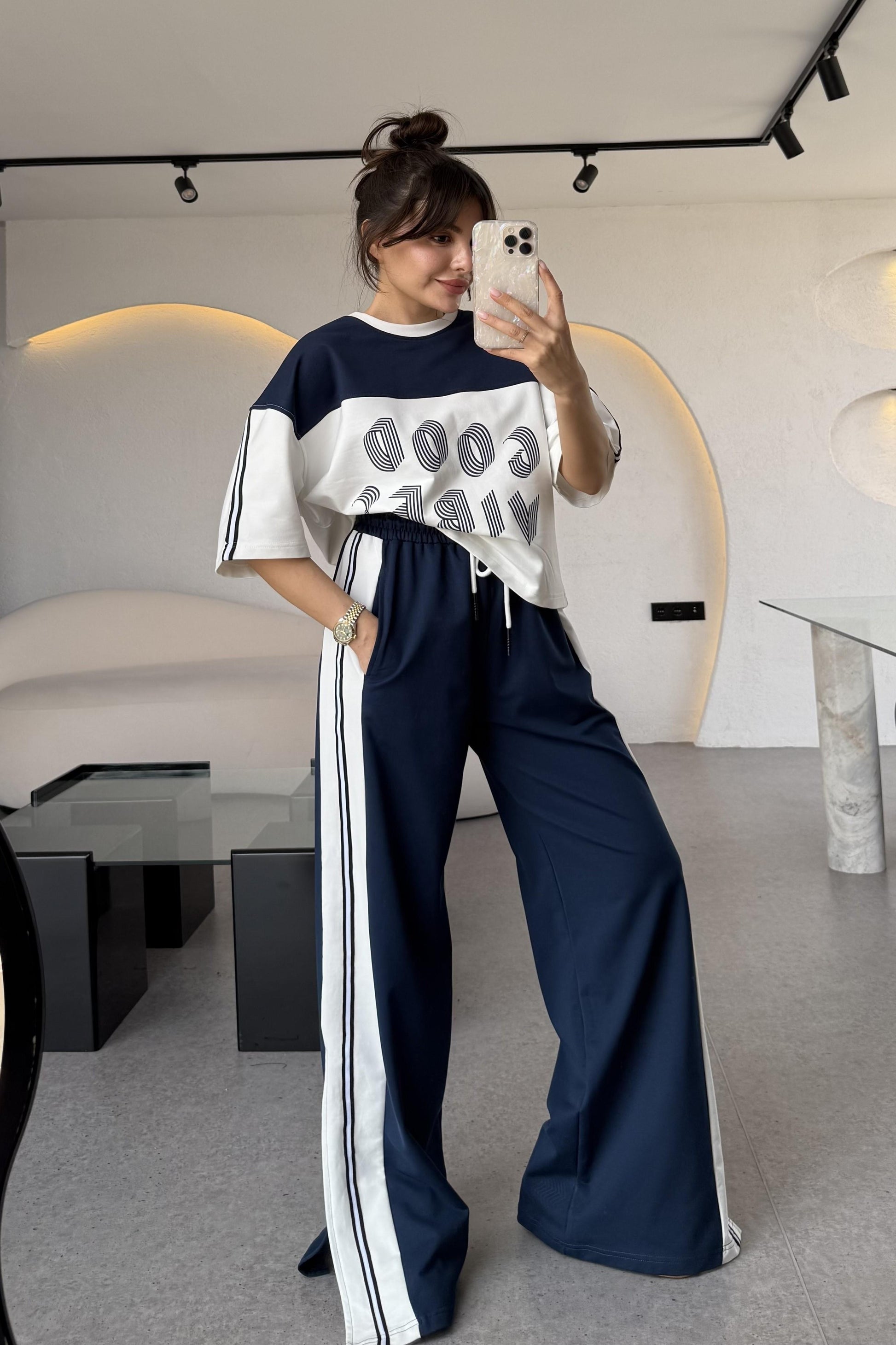 Good Vibes Lacivert Şeritli Takım