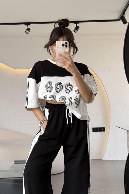 Good Vibes Siyah Şeritli Takım