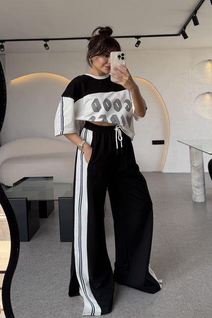 Good Vibes Siyah Şeritli Takım