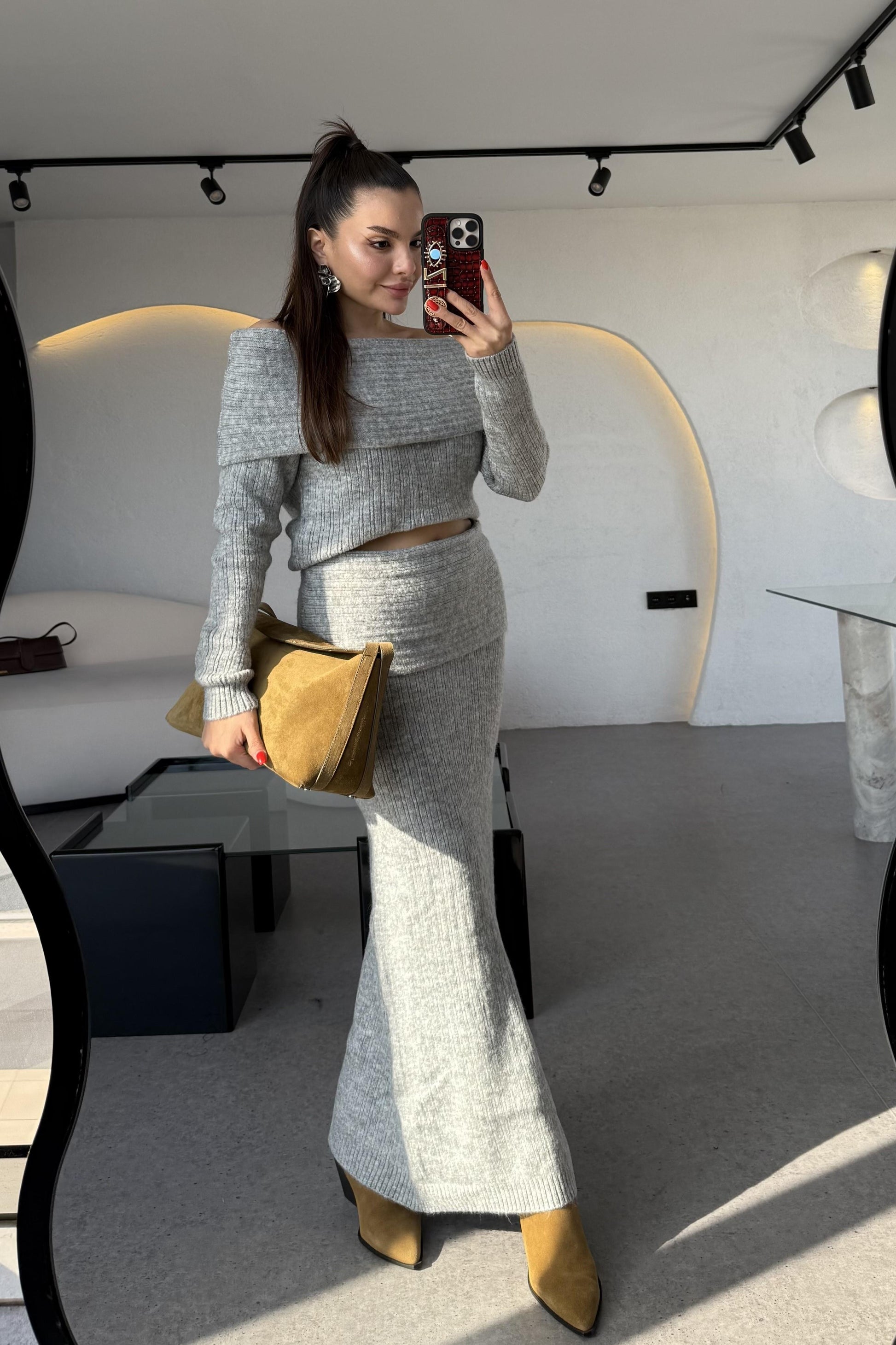 Gowse Gri Madonna Yaka Triko Takım