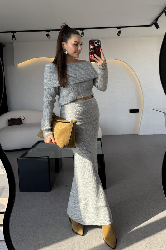 Gowse Gri Madonna Yaka Triko Takım