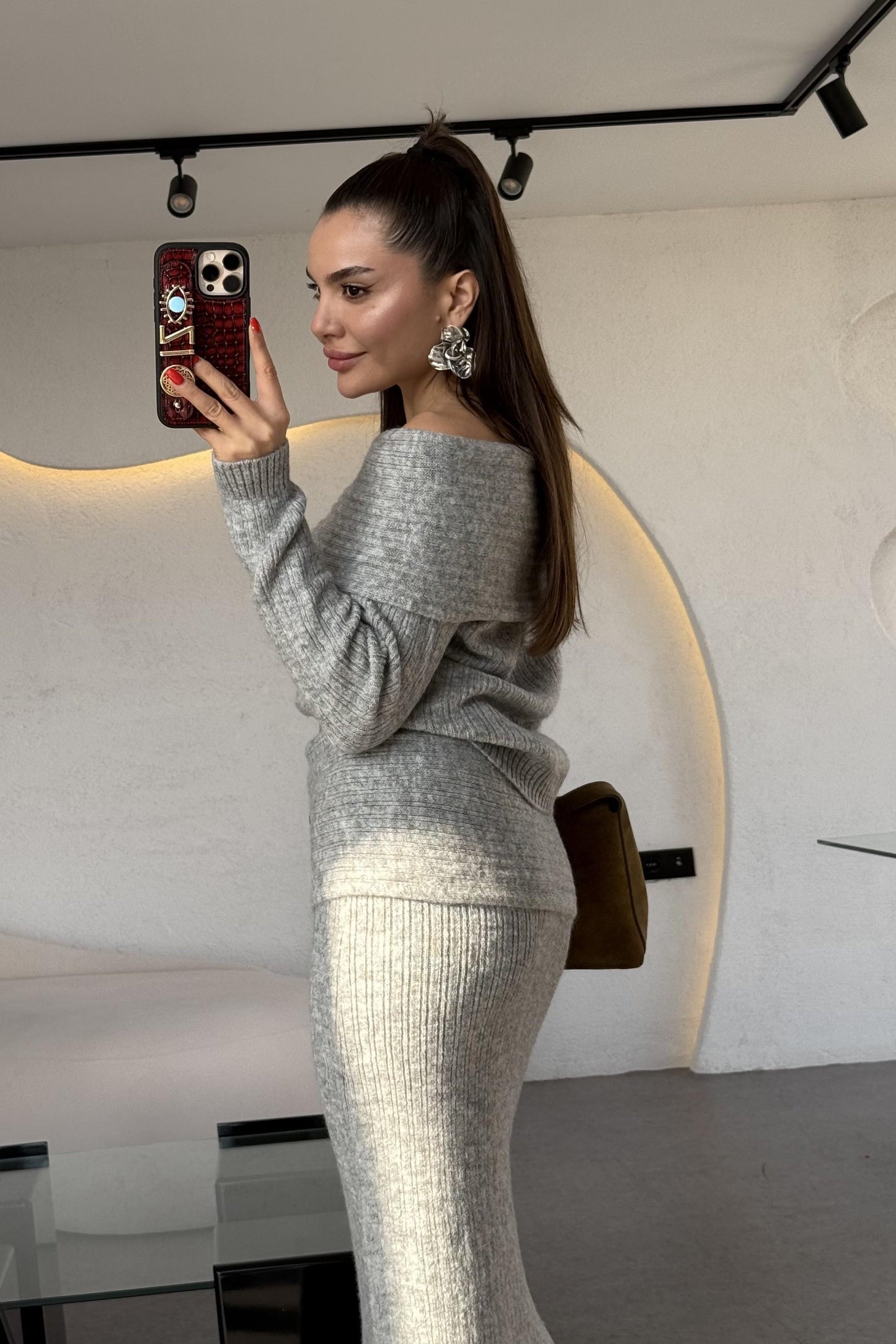 Gowse Gri Madonna Yaka Triko Takım