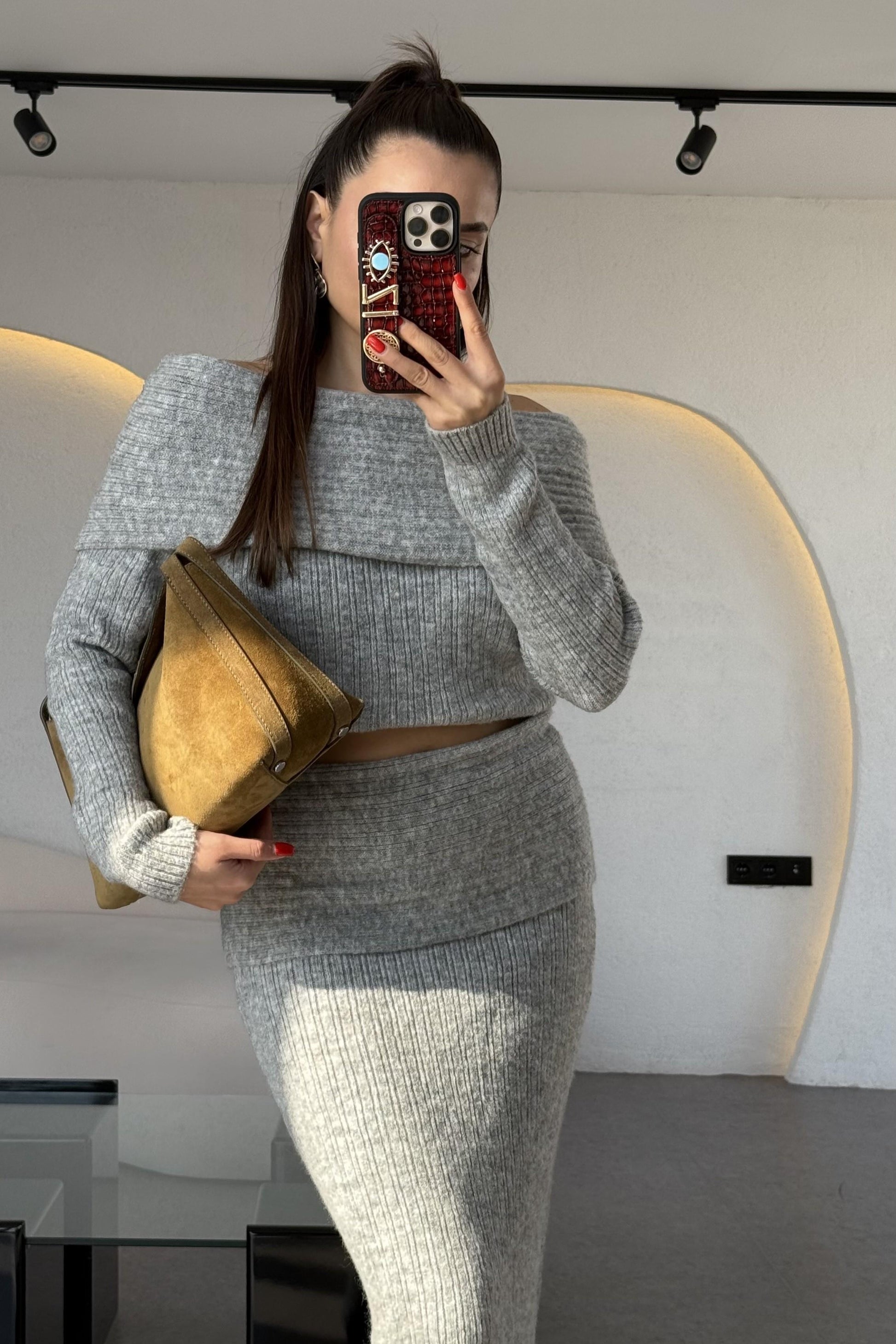 Gowse Gri Madonna Yaka Triko Takım