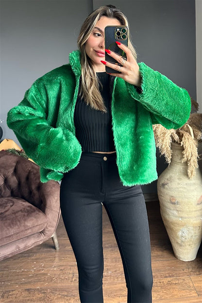 Green peluş tasarım ceket
