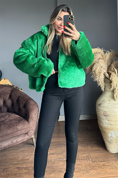 Green peluş tasarım ceket