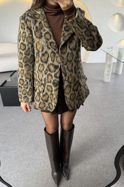 Gremio Kahve Kaşe Leopar Ceket