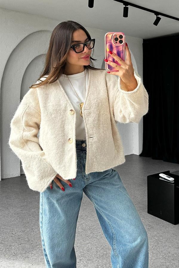 Gretchen Kırçıllı Krem Pinterest Ceket