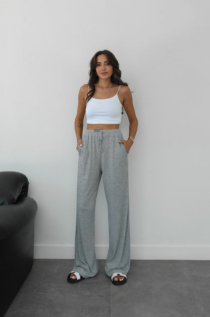 GRI FITILLI BELI LASTIKLI PANTOLON