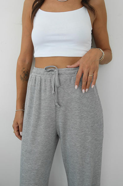 GRI FITILLI BELI LASTIKLI PANTOLON