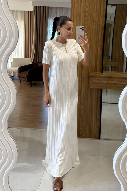 Gwenn Ekru Fitilli Elbise