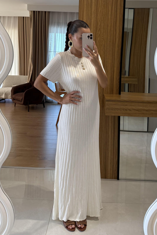 Gwenn Ekru Fitilli Elbise