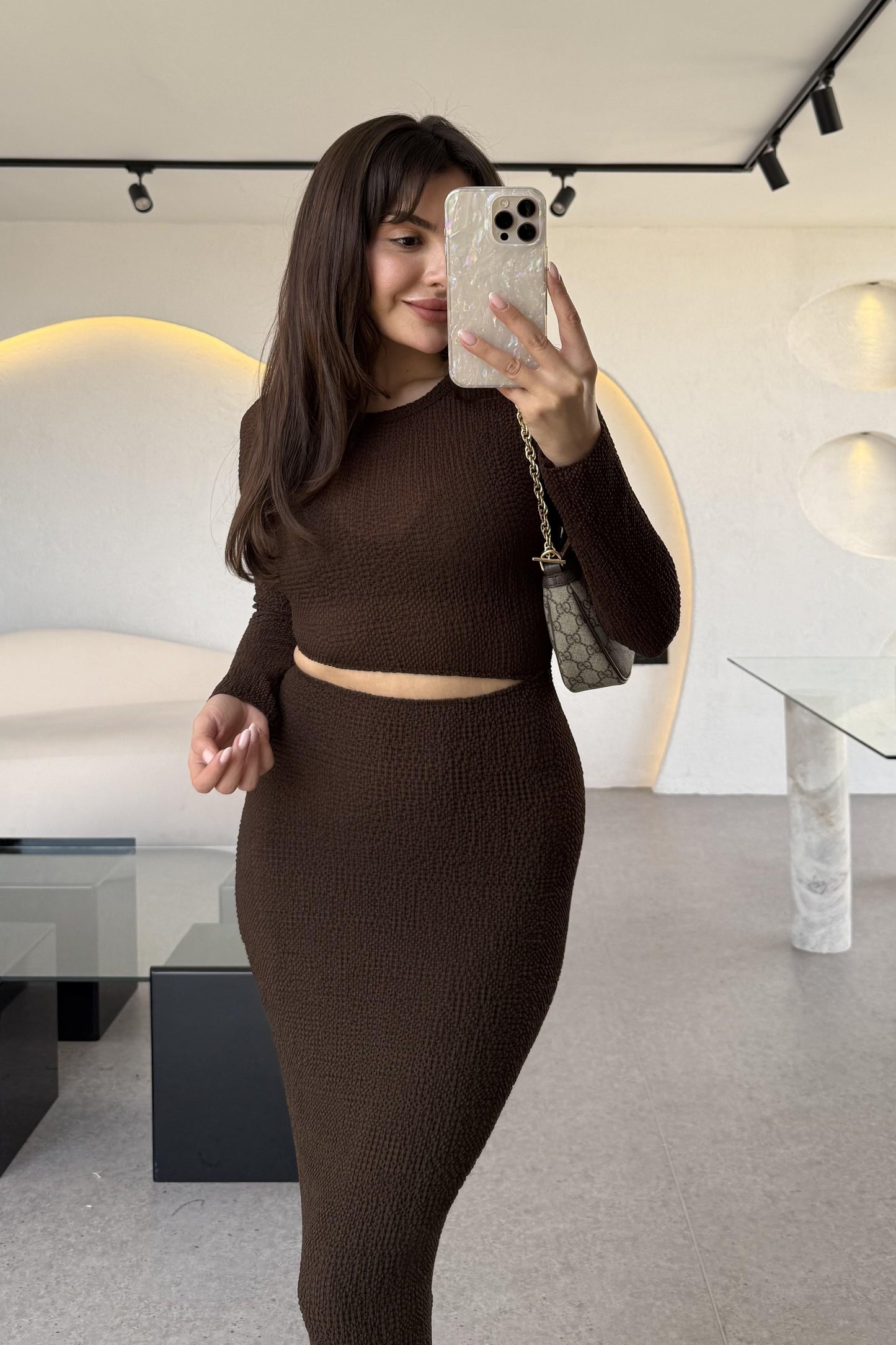 Hannah Acı Kahve Bel Dekolteli Elbise