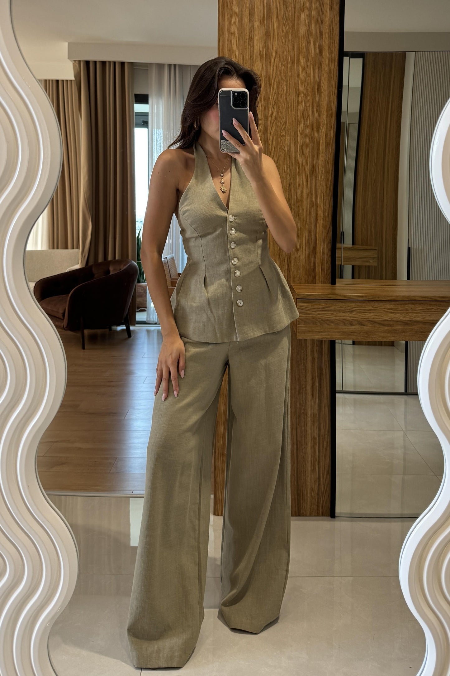 Hauser Haki Keten Yelekli Takım