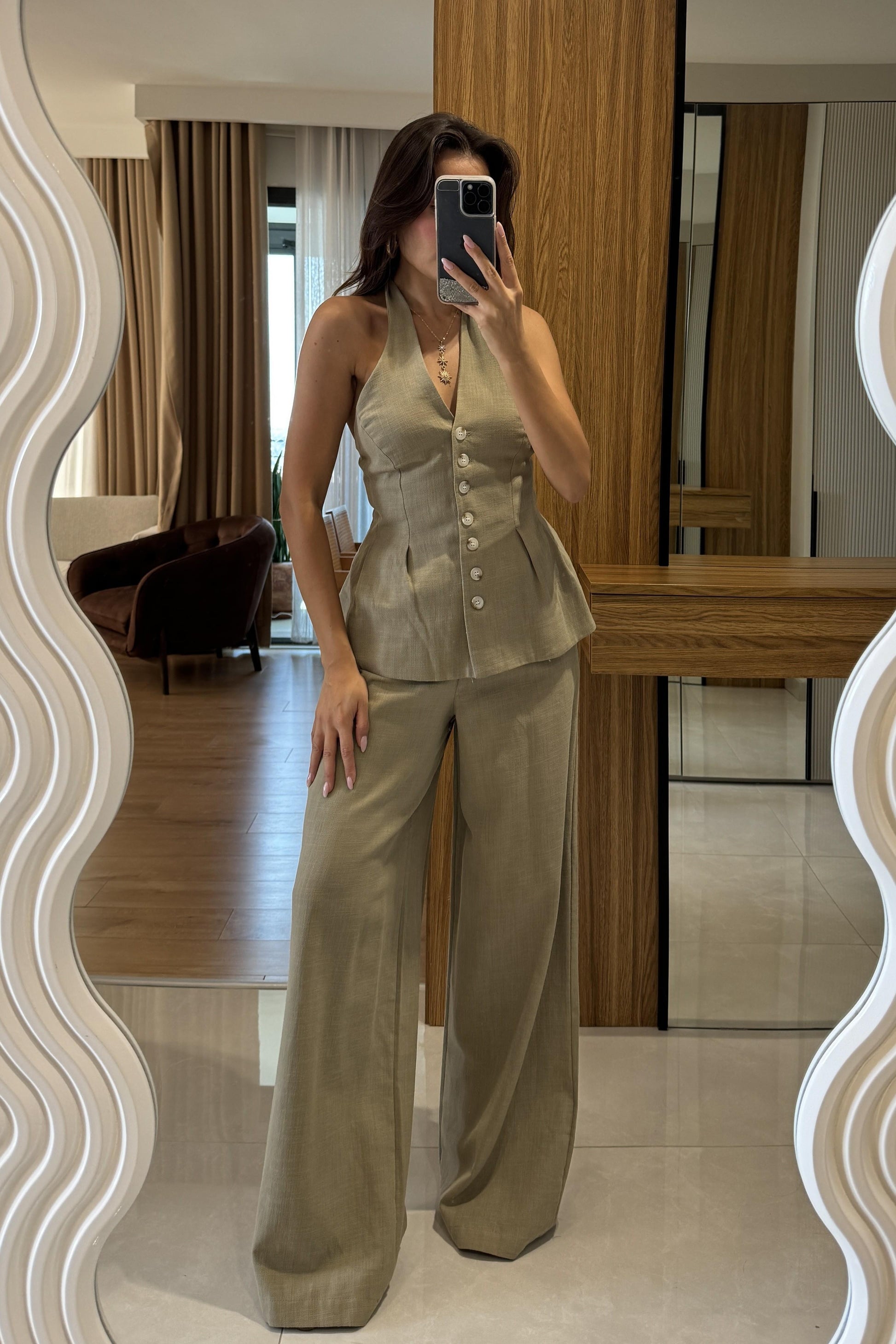 Hauser Haki Keten Yelekli Takım