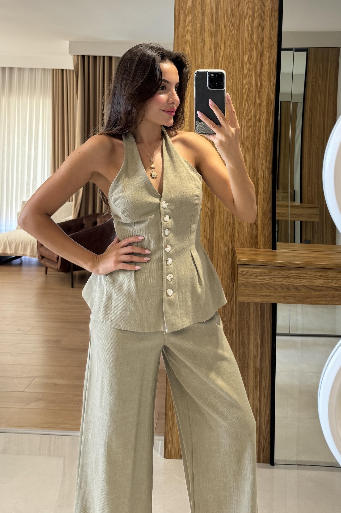 Hauser Haki Keten Yelekli Takım