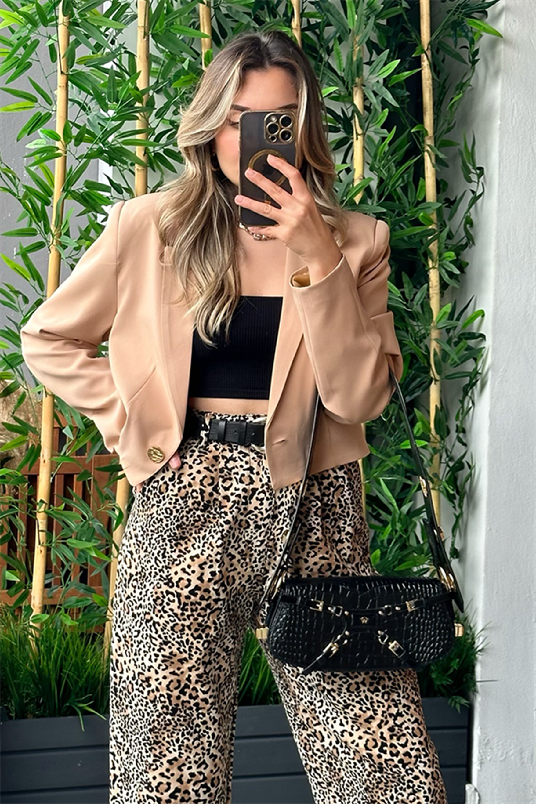 Hawaii karamel mini blazer ceket