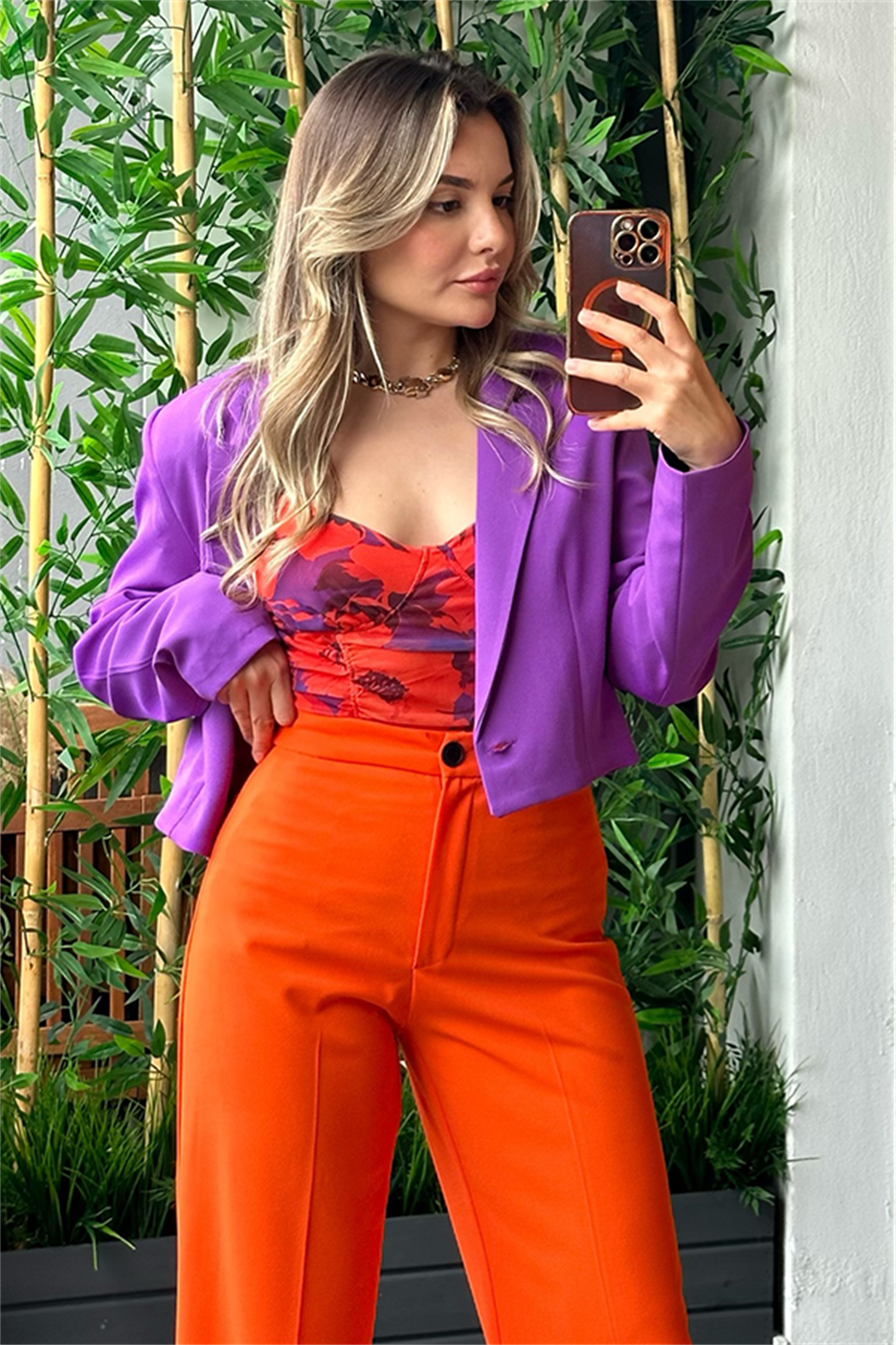 Hawaii mor mini blazer ceket