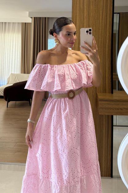 Hawea Pembe Kemerli Fisto Elbise