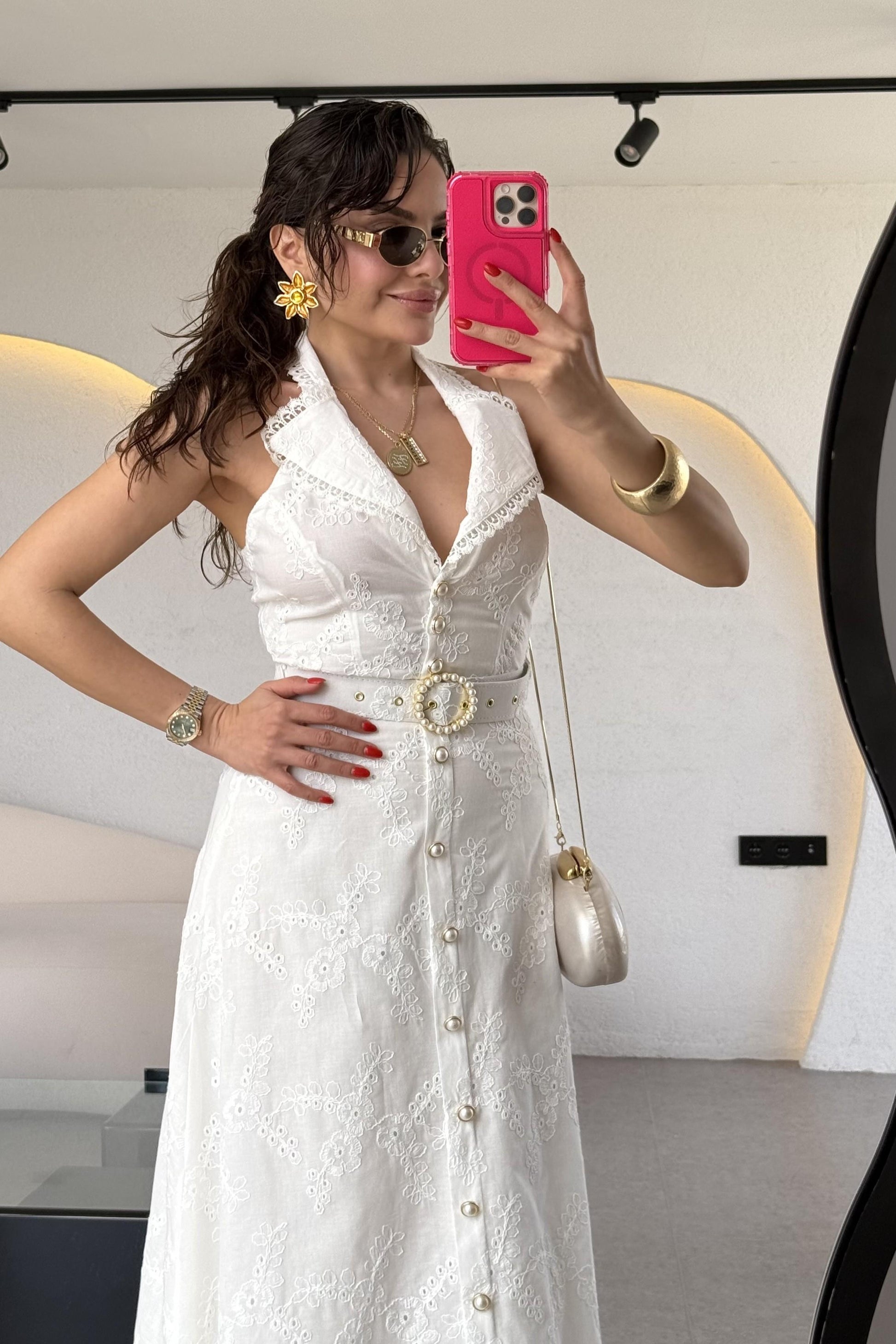 Helena İnci Kemerli Fisto Elbise