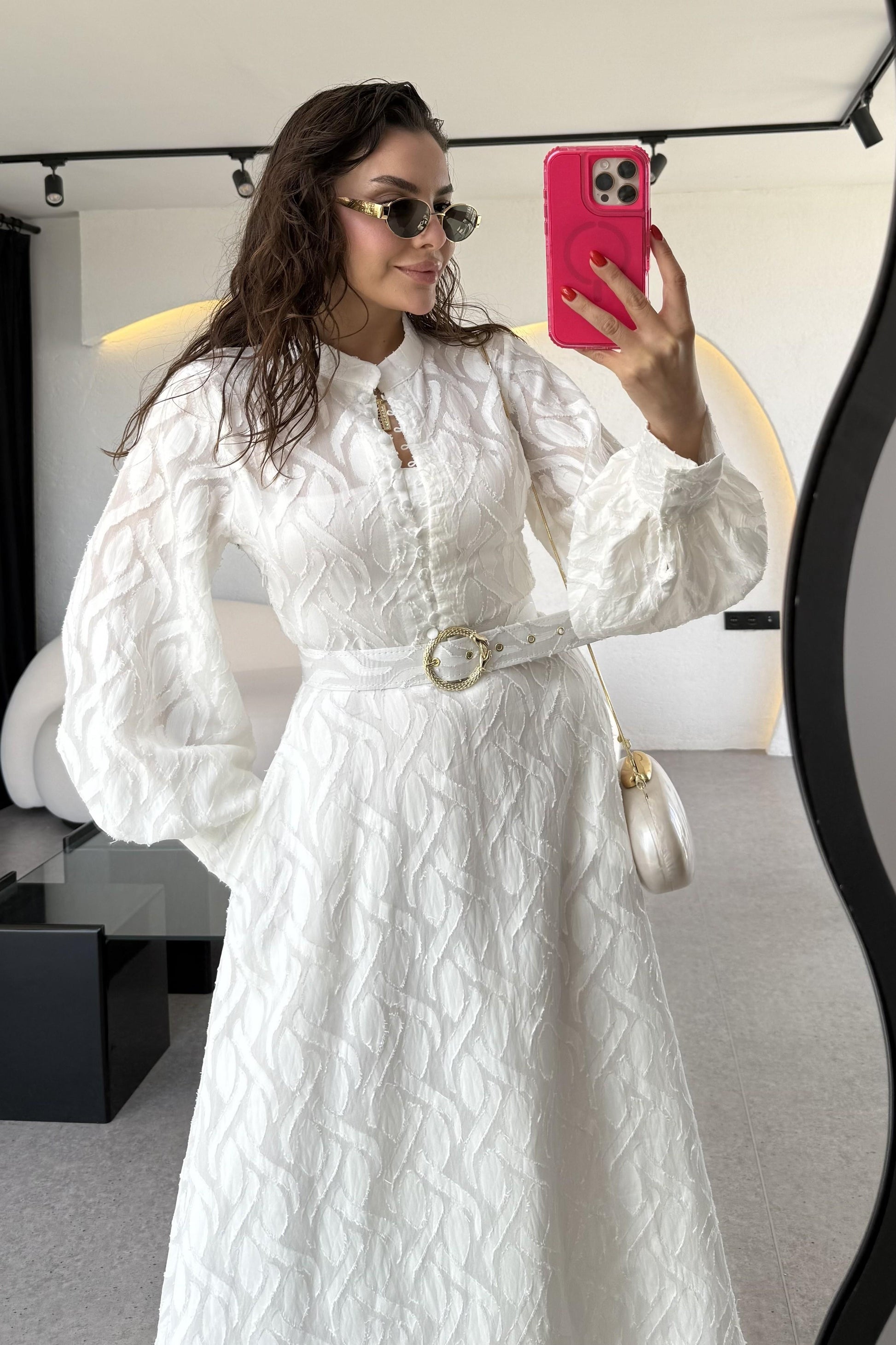 Helena Kemer Detaylı Uzun Elbise