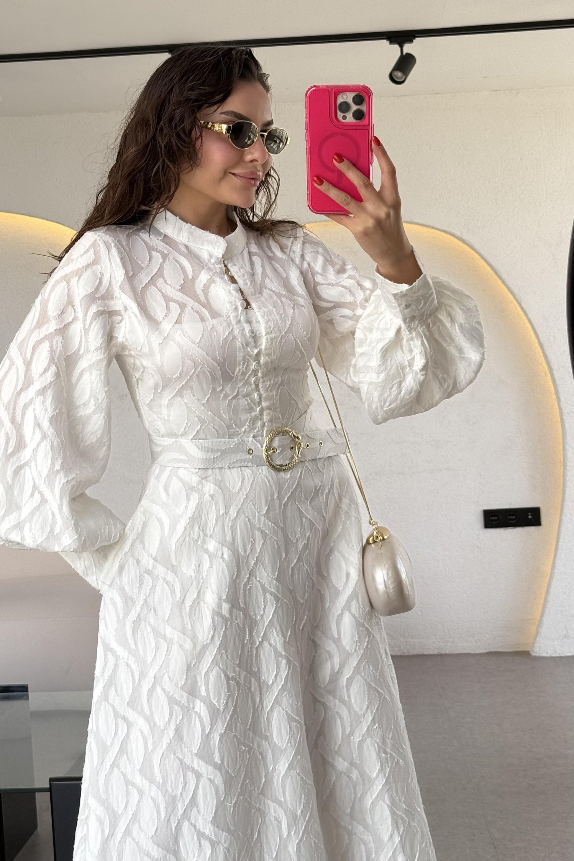 Helena Kemer Detaylı Uzun Elbise